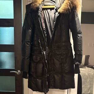 RUDSAK Black Puffer Coat with Fur Hood